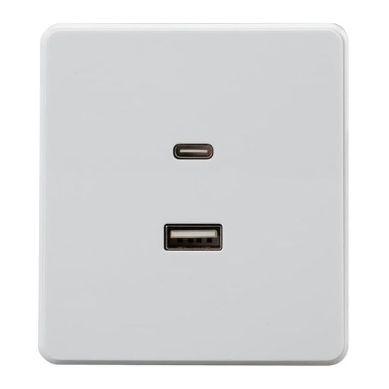 Розетка ROUND USB-A+Type-C 3А с функцией быстрой зарядки перламутр KRANZ