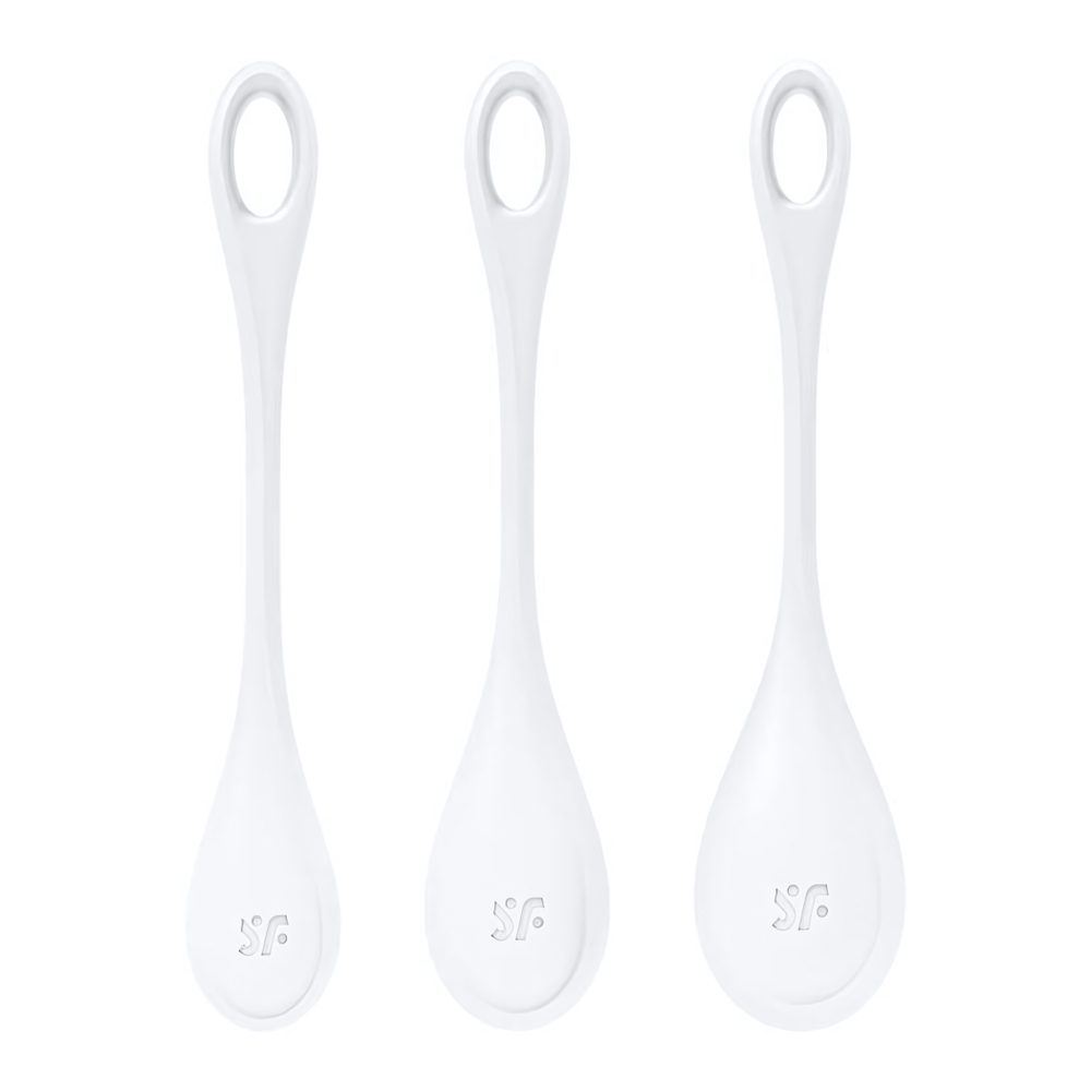 Набор из 3 белых вагинальных шариков Yoni Power 1 (Цвет: белый)