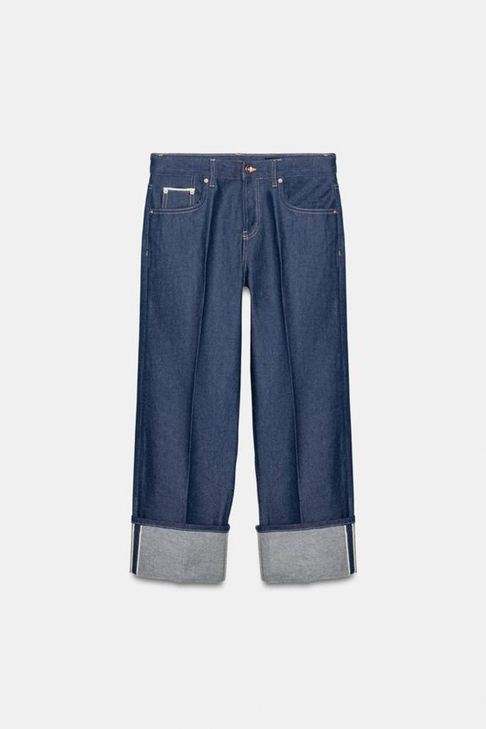 ZARA ДЖИНСЫ SELVEDGE С НИЗКОЙ ПОСАДКОЙ — ZW COLLECTION, СИНИЙ