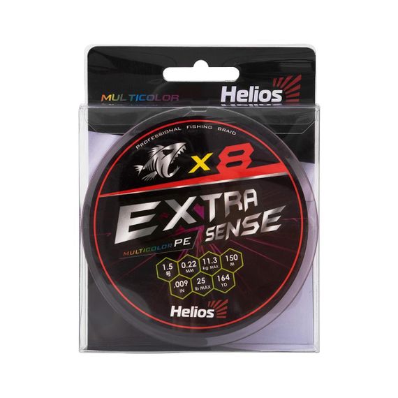 Шнур Helios Extrasense X8 PE Multicolor 150m  1.5/25LB 0.22mm (HS-ES-X8-1.5/25LB)