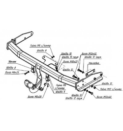 Фаркоп Oris на Ford Maverick 2004-, Mazda Tribute 2004-2005 (паспорт и сертификат в комплекте,без электрики) 3950-A