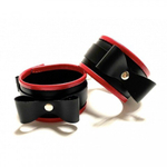 Наручники с бантиками из эко-кожи черно-красные