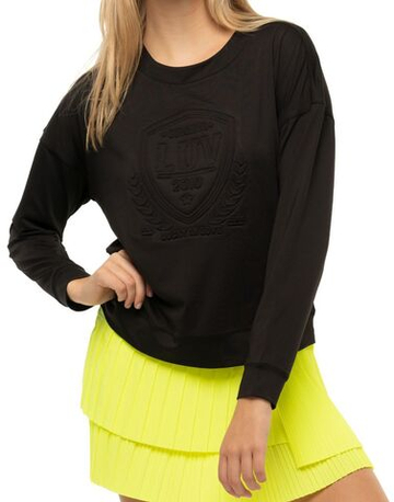 Женская теннисная футболка с длинным рукавом Lucky in Love Core Signature Original Light Weight L/S - black