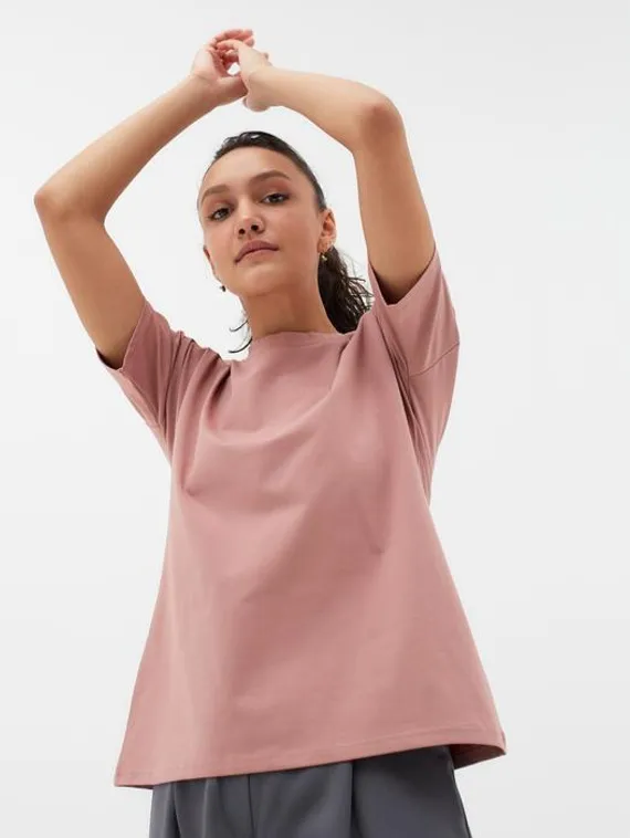 Футболка женская Basic line, цвет пыльно-розовый, р-р 46