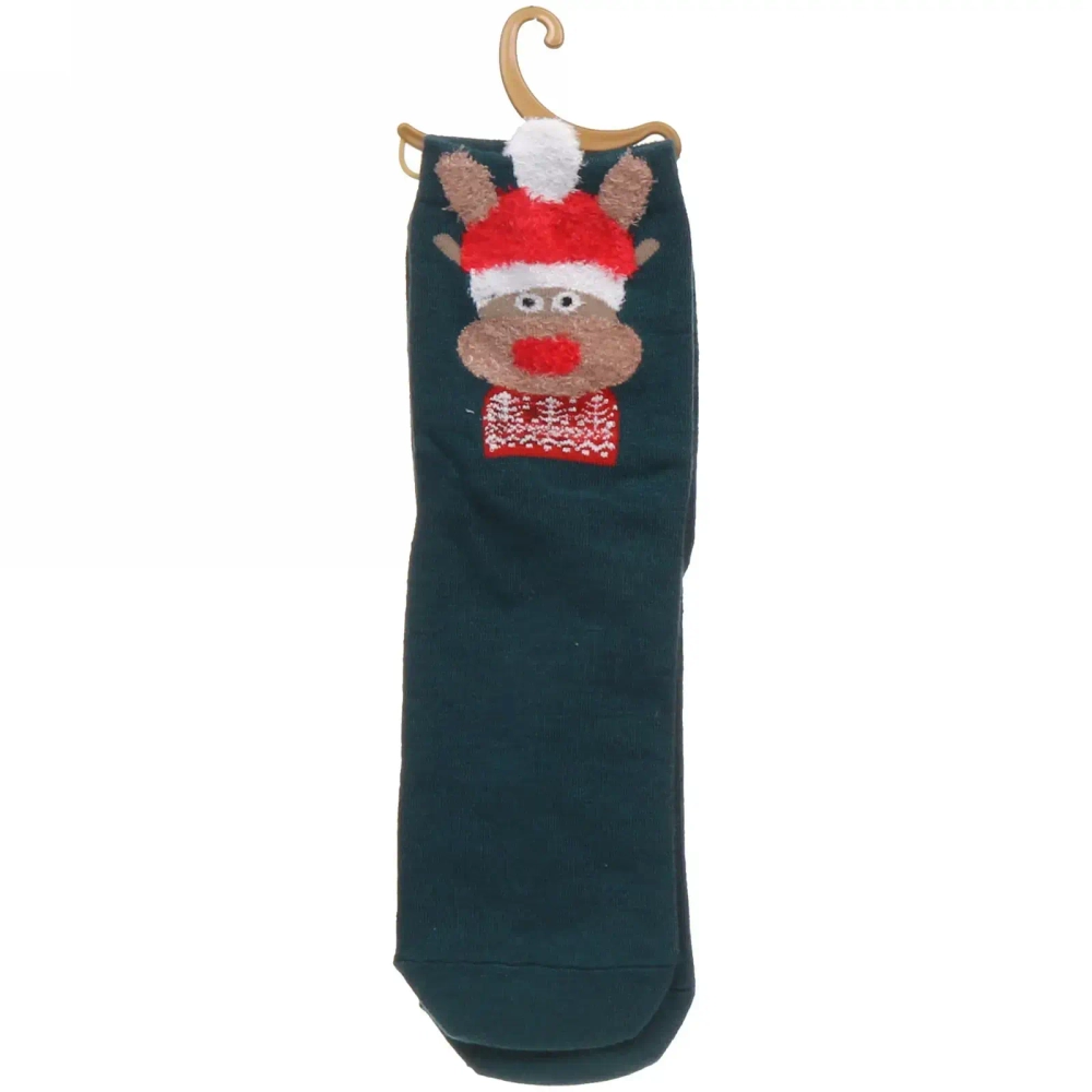 Носки женские «Новогодние забавы», микс 4 цвета, р-р 36-39 (крючок, пакет, стикер)