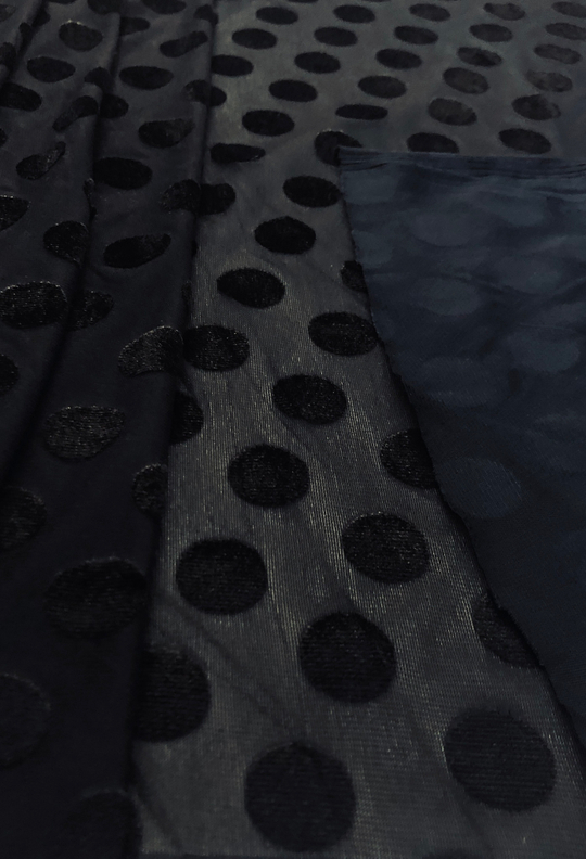 Сетка деворе горох бархат, черная JADE