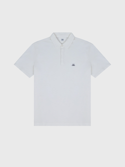 Поло C.P. Company Stretch Piquet Concealed Placket Gauze White