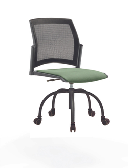 Кресло Rewind каркас черный, пластик серый, база паук краска черная, без подлокотников, сиденье бледно-зеленое, спинка-сетка