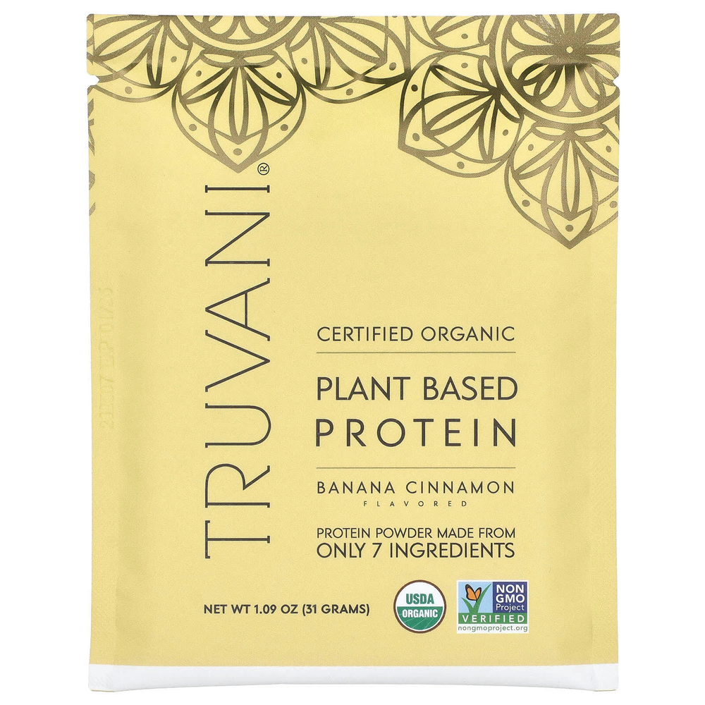 Truvani, протеин на растительной основе, со вкусом банана и корицы, 10 пакетиков по 31 г (1,09 унции)