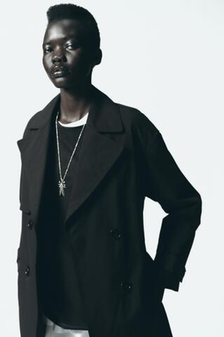ZARA ТРЕНЧ С РЕМНЕМ, ЧЕРНЫЙ