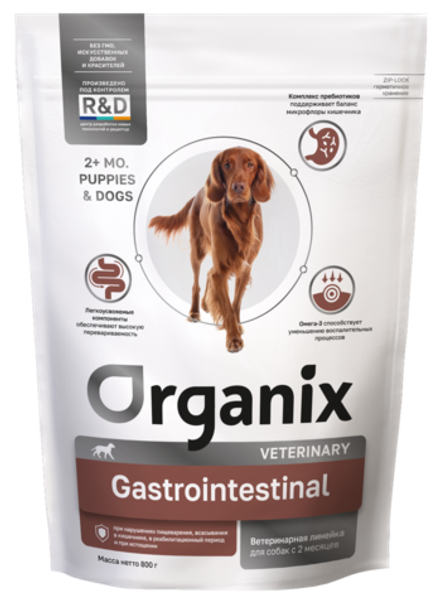 ORGANIX Gastrointestinal Корм для собак при нарушениях пищеварения, в реабилитационный период и при истощении
