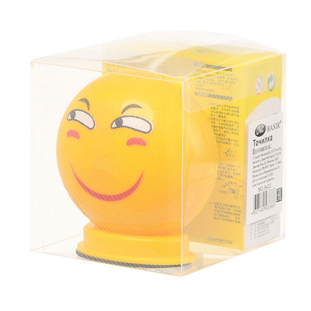 Точилка механическая Basir, одинарная, серия "Смайлики", фигурный корпус, 8*8 см
