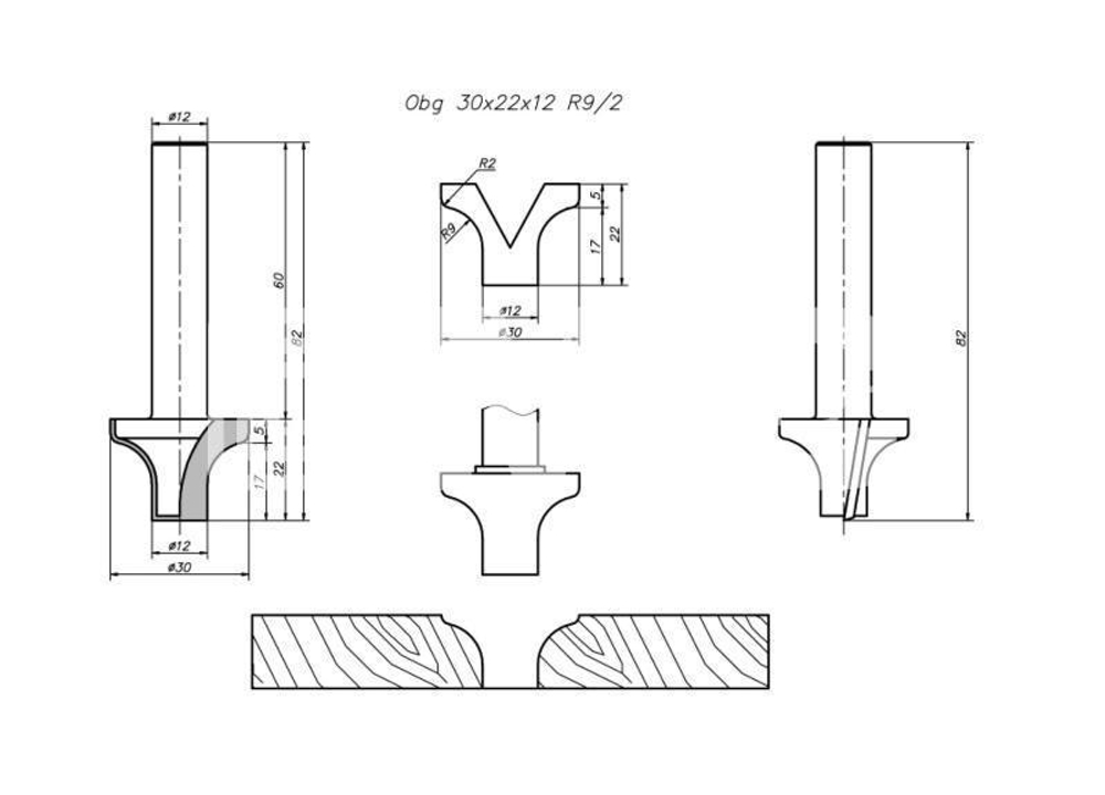 PCD фреза D.30x22x82 S.12
