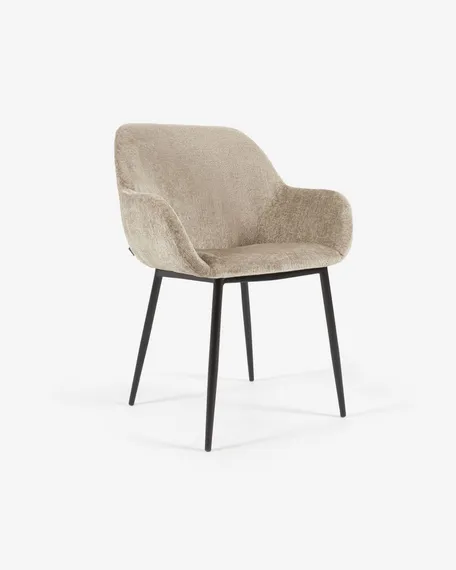 Стул Konna бежевый меховой шенилл | La Forma | Испания | Купить в Hallberg.ru
