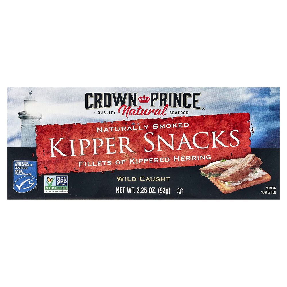 Crown Prince Natural, Закуска из копченой селедки, натуральное копчение, 3,25 унции (92 г)