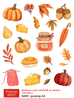Трансфер переводной - декаль для свечей и гипса осень 003