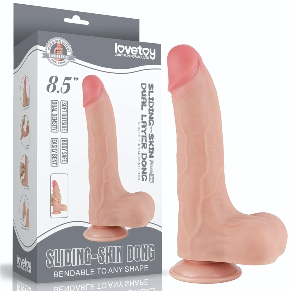 Телесный фаллоимитатор 8.5 Sliding Skin Dual Layer Dong - 22 см. (Цвет: телесный)