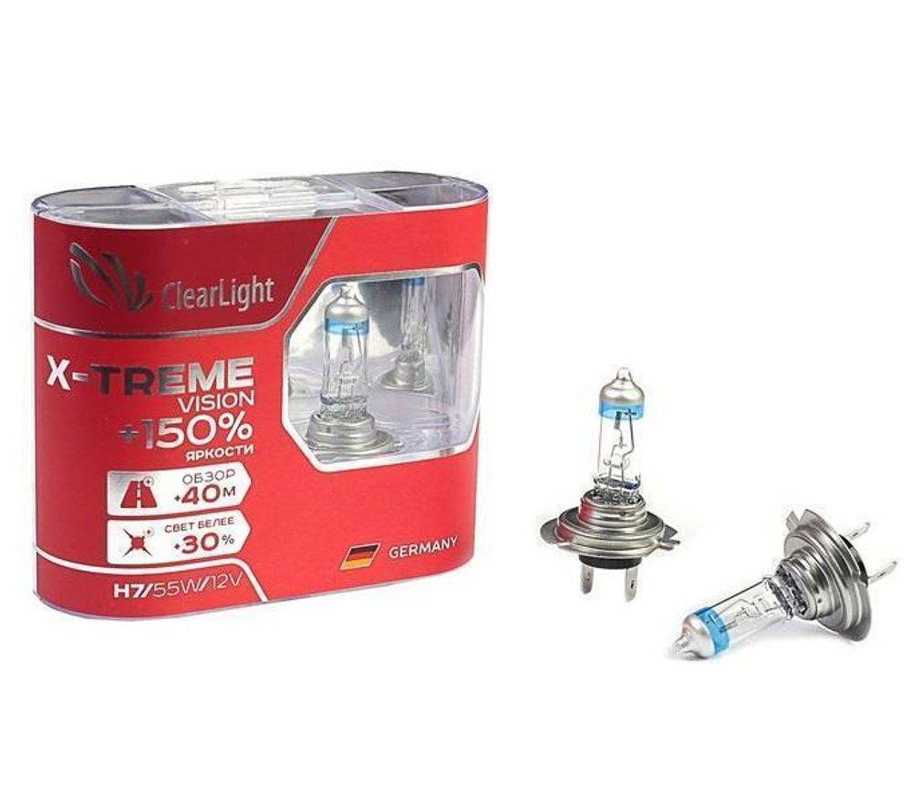 Лампа 12 В H7 55 Вт X-treme Vision +150% Light 2 шт. ClearLight MLH7XTV150