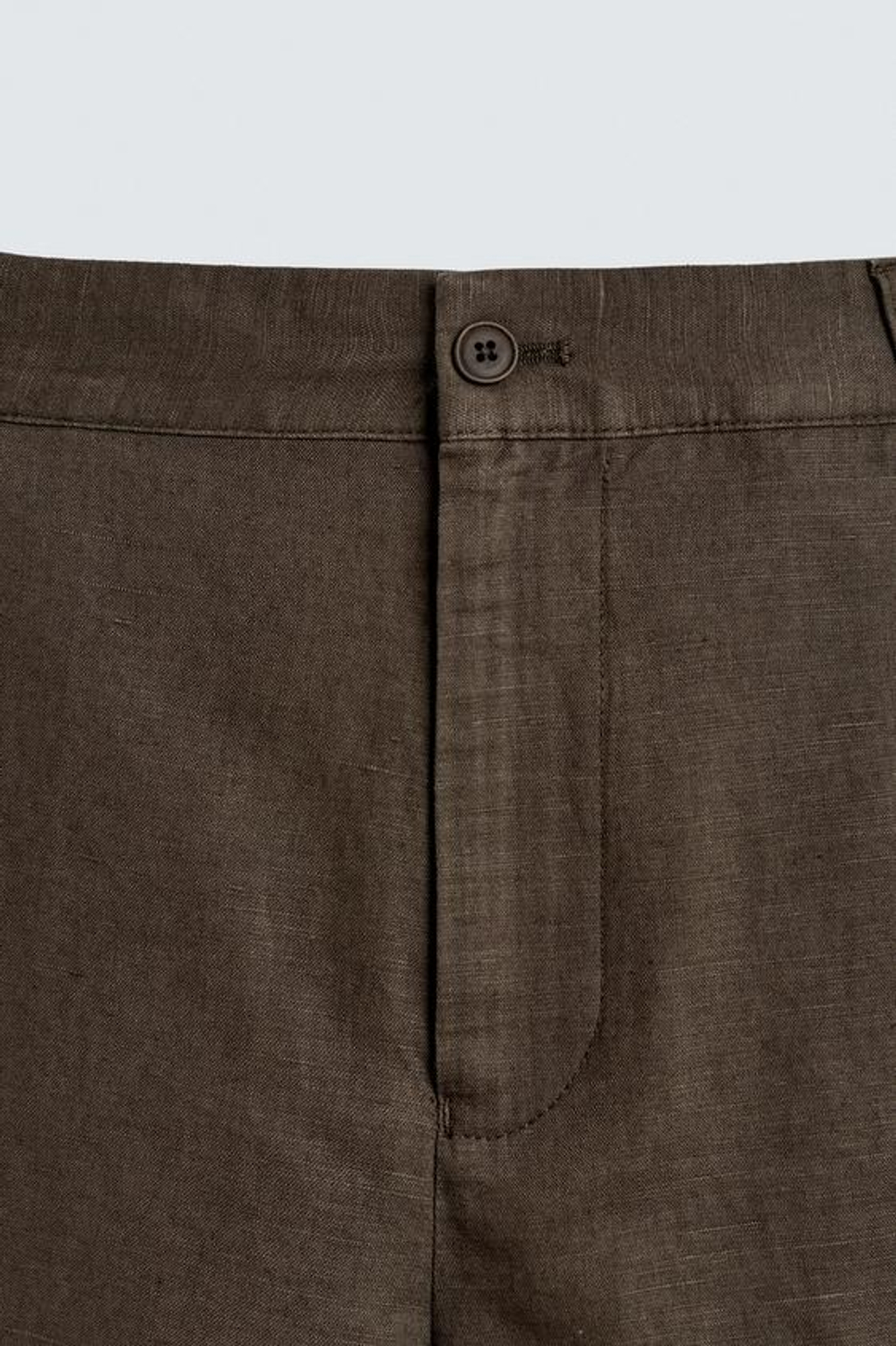 ZARA ШОРТЫ REGULAR FIT ИЗ КОНОПЛИ И ХЛОПКА, КОРИЧНЕВЫЙ