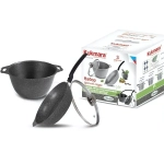 Набор кухонной посуды №6 с антипригарным покрытием «Мраморная» (темный мрамор): кмт42а, смт24