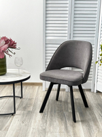 Стул М-City DISAUR Дуна (Duna) поворотный на поворотный на 360 градусов, B28 темно-серый, Велюр, Черный каркас