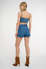 Джинсовые шорты со стразами DAN MARALEX