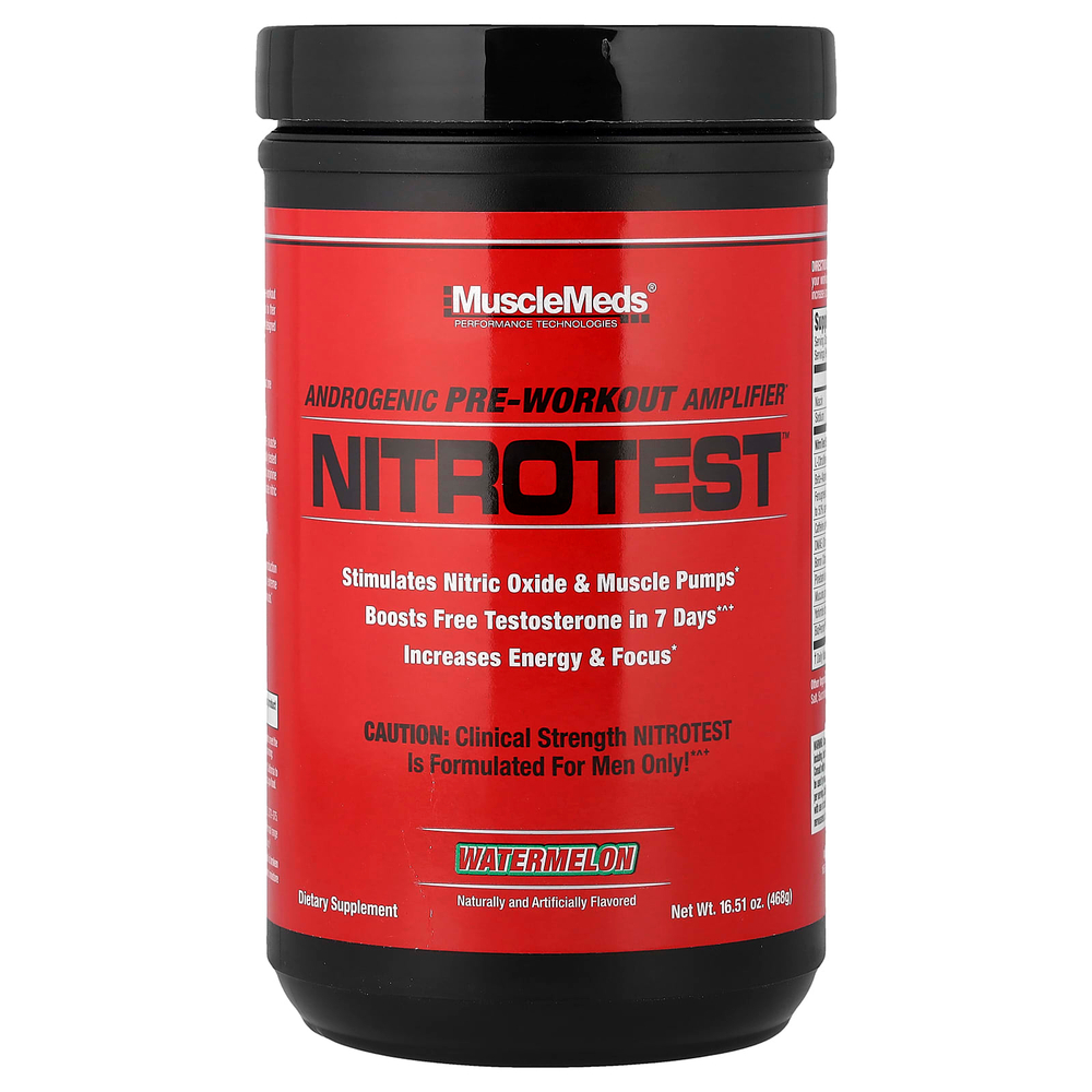 MuscleMeds, Nitrotest™, андрогенный предтренировочный комплекс, со вкусом арбуза, 468 г (16,51 унции)