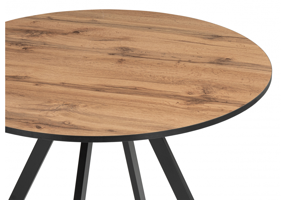 Стол деревянный Woodville Баргел 90х90х75 дуб вотан, черный, ножки черные