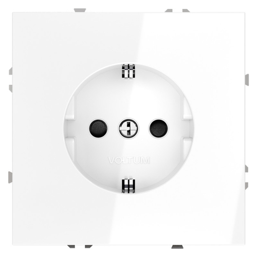 Розетка встраиваемая VOLTUM S70 с заземлением и защитными шторками, 16А, (белый глянцевый)