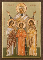 Икона "Вера, Надежда, Любовь и София" 6х9 на МДФ-6