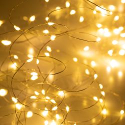 Светодиодная новогодняя гирлянда Intro Holiday INZR-01 занавес 3*3 м теплый белый 240 microled USB | Intro