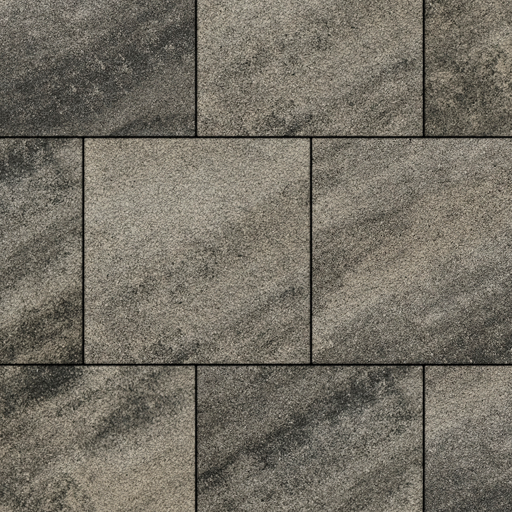 Тротуарная плитка КВАДРАТ 400х400 мм - Листопад гранит Антрацит