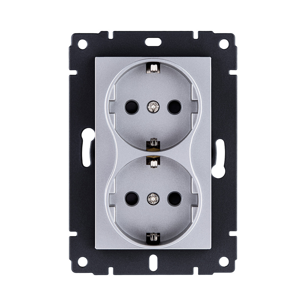 Розетка штепсельная SCHUKO двойная 16A/250 В, серый Kollinger REA-032GY для Aspekt, Eleganz, Reflex
