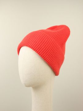 Шапка вязаная "Прогулка с корги", 100% шерсть ягнёнка, цвет коралл.