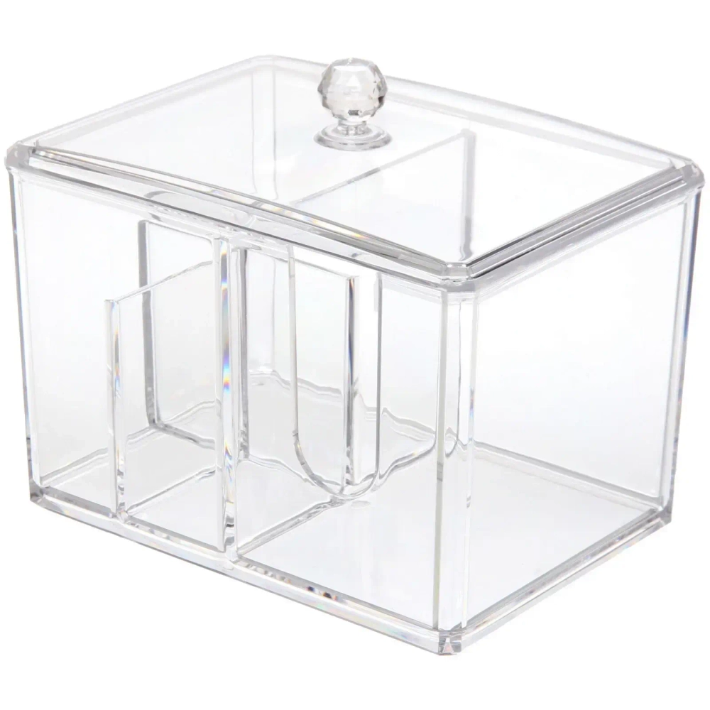 Диспенсер для ватных дисков и палочек»ФАНТЭНЕГРО», прозрачный, 15*11*12,7см