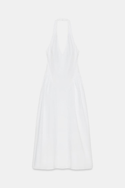 ZARA ПЛАТЬЕ ИЗ ПОПЛИНА С ГОРЛОВИНОЙ ХАЛТЕР, БЕЛЫЙ