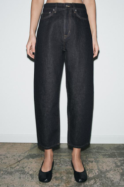 ZARA ЗАУЖЕННЫЕ ДЖИНСЫ СО СРЕДНЕЙ ПОСАДКОЙ — ZW COLLECTION, СИНИЙ