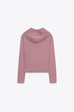 ZARA ТОЛСТОВКА SEAMLESS ИЗ ПОЛИАМИДА, ЦВЕТ МАЛЬВЫ