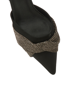 Женские босоножки чёрные со стразами