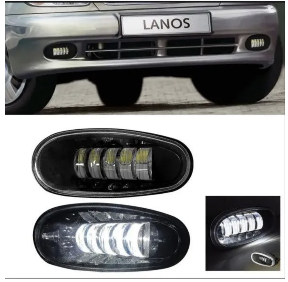 ПТФ 04 (Белый) для Chevrolet Lanos Daewoo Lanos, светодиодные противотуманные фары (2 шт. / комплект)