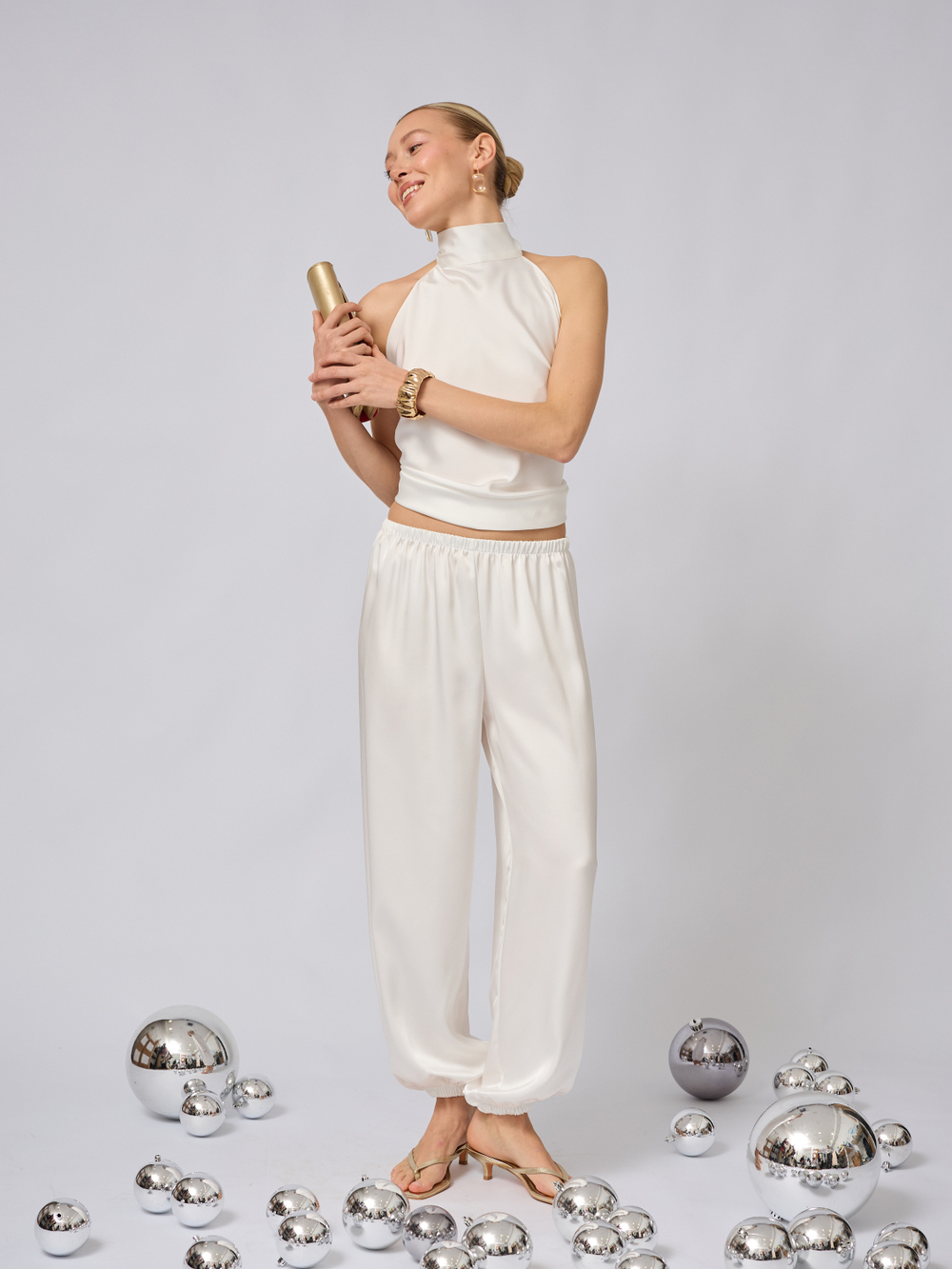 Брюки алладины из атласа