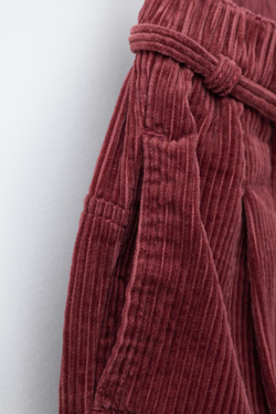 ZARA БРЮКИ BAGGY ИЗ ВЕЛЬВЕТА, ТЕМНО-РОЗОВЫЙ