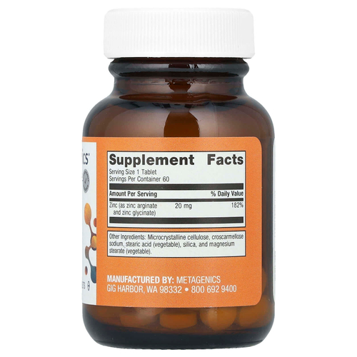 Metagenics, Zinc A.G.™, цинк, 20 мг, 60 таблеток