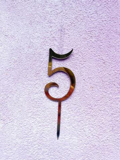 Топпер-свеча Цифра 5, золото