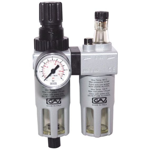 Фильтр-регулятор давления с манометром GAV + Лубрикатор FRL-180 1/4&quot;