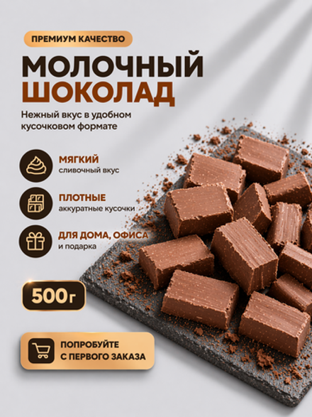 Молочный шоколад брикет, кондитерский, премиум