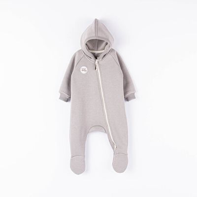 Warm hooded jumpsuit 0-3 months - Ash