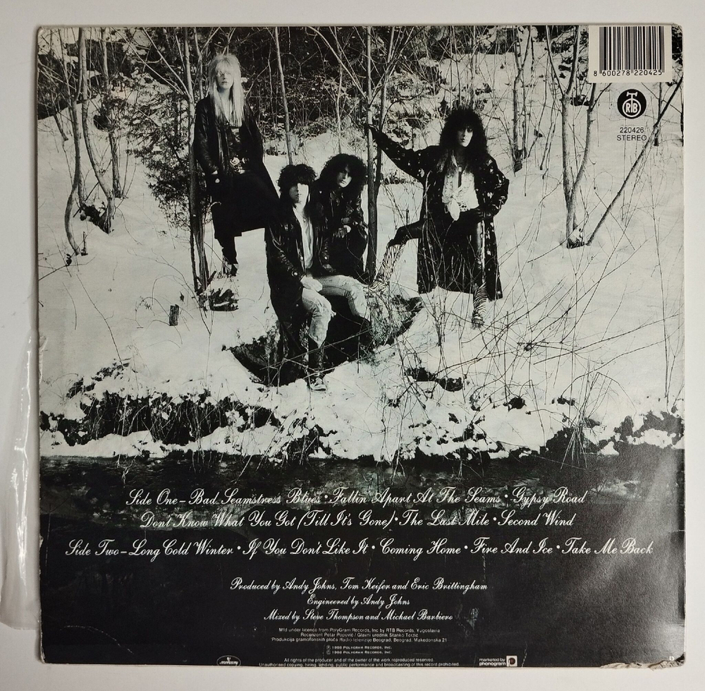 Винтажная виниловая пластинка LP Cinderella Long Cold Winter (Югославия 1988)