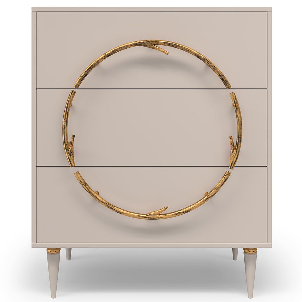 Комод Арт Колор matte Классик Голд с 3 ящиками Серый агат матовый