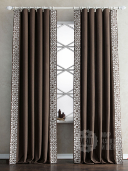 Люксовые шторы с вышивкой ДЮПОНН (арт. BL01-247-03)  - (200х280)х2 см. - коричневые